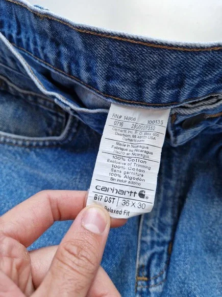 Men's Y2K Carhartt Relaxed Fit Denim Jeans In Blue Size W36 L30 - Picture 6 of 6